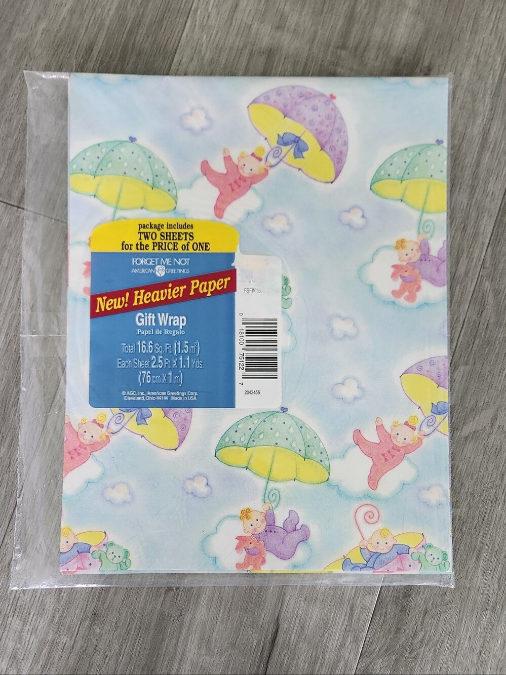 Vintage American Greetings Baby Shower Gift Wrap NEW